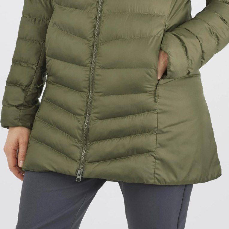 Olive Salomon Essential Xwarm Long Women's Insulated Jackets | IE MT4718